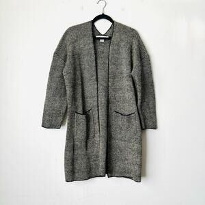 LARRY LEVINE WoolBlend long Cardigan cream black daily cozy woman’s medium